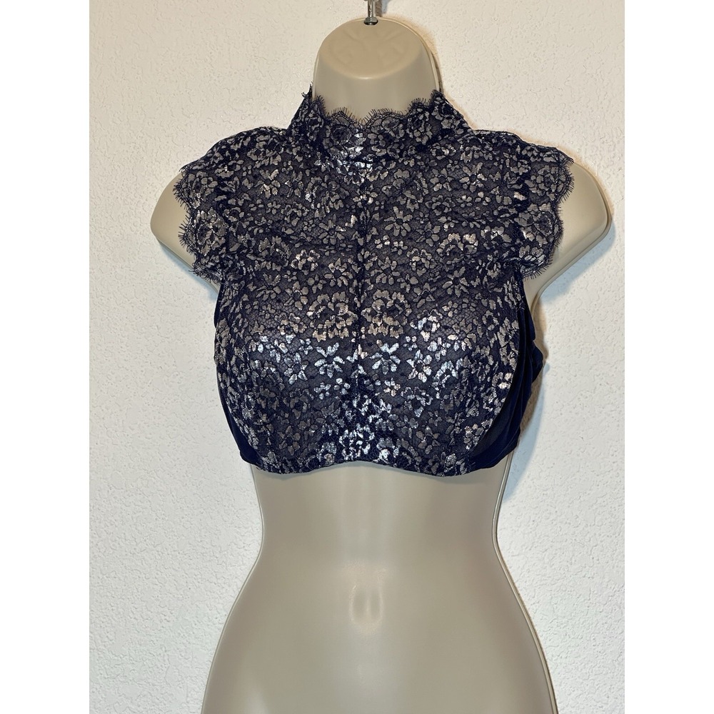 Victorias Secret Dream Angel Blue Metallic Lace Demi Bra Top 36D Coquette Dainty